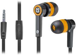 Гарнитура проводная Defender Pulse 420 63420 для смартфонов, черный / оранжевый, вставки