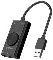 Звуковая карта USB 2.0 Orico SC2-BK внешняя, 3*3.5mm jack, регулировка громкости,черная