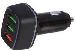 Зарядное устройство автомобильное Red Line C23 УТ000027495 Tech USB (QС 3.0 18W) + 2 USB (3,1А), черное