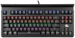 Клавиатура Gembird KB-G520L USB, чёрн, 87 кл., Rainbow, 10 реж., 1,8м, подставка д/планшета