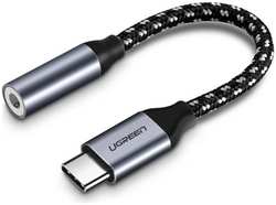 Переходник UGREEN 30632 USB Type C to 3.5mm, 10 см, серый