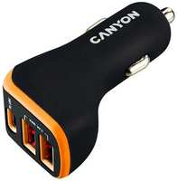 Зарядное устройство автомобильное Canyon С-08 CNE-CCA08BO 2*USB, 2.4A, Type-C PD 18W, Smart IC,