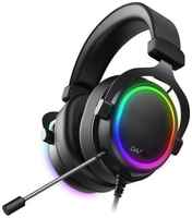 Гарнитура Dareu EH925s Pro игровая Black, подсветка RGB, съемный микрофон с шумоподавлением, подключение USB