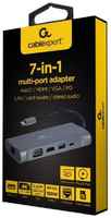 Концентратор Cablexpert A-CM-COMBO7-01 USB-CM 7-в-1 (Hub3.0 + HDMI + VGA + PD + кардридер + стерео-звук)