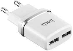Зарядное устройство сетевое Hoco C12 УТ000024491 с кабелем Lightning, 2*USB, 2.4A, белое