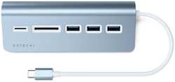 Концентратор Satechi ST-TCHCRB USB Type-C / 3*USB 3.0, SD, microSD, голубой
