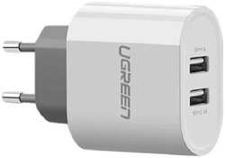 Зарядное устройство сетевое UGREEN CD104 20384_ 2*USB Type-A, цвет: