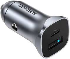 Зарядное устройство автомобильное UGREEN CD130 30780_ USB Type-A / Type-C, 24W, цвет: серый космос
