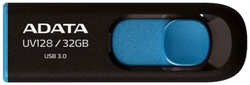Накопитель USB 3.0 32GB ADATA DashDrive UV128 черный / голубой (AUV128-32G-RBE)