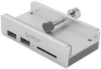 Концентратор USB 3.0 Orico ORICO-MH2AC-U3-SV-BP с креплением на зажиме 2*USB-A 3.0, 1*SD, вход USB-A 3.0, серебристый