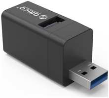 Концентратор Orico MINI-U32L 1*USB 3.0, 5 Гбит / с, 2*USB 2.0, 480 Мбит / с, вход USB-A, черный (ORICO-MINI-U32L-BK-BP)