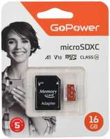 Карта памяти 16GB GoPower 00-00025678 microSDXC Class10 UHS-I (U3) 80 МБ / сек V10 с адаптером