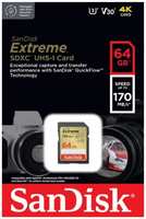 Карта памяти 64GB SanDisk SDSDXV2-064G-GNCIN Extreme SDXC Class 10 V30 UHS-I U3 170 Mb / s
