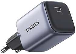 Зарядное устройство сетевое UGREEN CD319 25257_ Nexode Mini USB-C 30W PD GaN Fast Charger EU с кабелем 1м 60W, космос