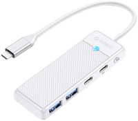 Разветвитель Orico PAPW2AC-C3-015-WH-EP с 2xUSB-A 3.0, 1xUSB-C 3.0, 1xPD 100Вт, 5 Гбит/с, подключение через USB-C, кабель 0,15м