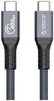 Кабель интерфейсный Orico TBZ4-03-GY-BP Thunderbolt 4, USB-C(m) / USB-C(m), 100 Вт, длина 0,3 м, серый (ORICO-TBZ4-03-GY-BP)