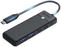 Разветвитель Orico PAPW2AC-C3-015-BK-EP с 2xUSB-A 3.0, 1xUSB-C 3.0, 1xPD 100Вт, 5 Гбит/с, подключение через USB-C, кабель 0,15м