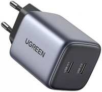 Зарядное устройство сетевое UGREEN CD294 Nexode Mini USB-C+USB-C 45W PD GaN Fast Charger EU. Цвет: серый (90573)