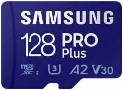 Карта памяти MicroSDXC 128GB Samsung MB-MD128SA / EU PRO Plus Class 10, A2, V30, UHS-I (U3), W 130 МБ / с, R 180 МБ / с, адаптер на SD (MB-MD128SA/EU)