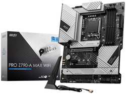Материнская плата ATX MSI PRO Z790-A MAX WIFI (LGA1700, Z790, 4*DDR5 (7800), 6*SATA 6G RAID, 4*M.2, 4*PCIE, 2.5Glan, WiFi, BT, HDMI, DP, USB Type-C, 5