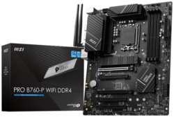 Материнская плата ATX MSI PRO B760-P WIFI DDR4 (LGA1700, B760, 4*DDR4 (5333), 4*SATA 6G RAID, 2*M.2, 5*PCIE, 2.5Glan, WiFi, BT, HDMI, DP, USB Type-C