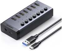 Концентратор USB 3.0 UGREEN CM481 90307 USB Type-C / 7-Port USB Type-A 3.0, 12V EU, черный