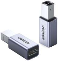 Адаптер UGREEN US382 20120_ USB2.0 USB-C(F) / USB2.0 B(M), серый