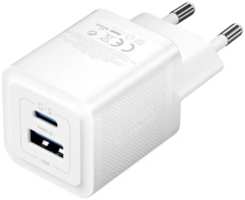 Зарядное устройство сетевое Vention FEQW0-EU Сетевое зарядное устройство Vention на 2 порт USB С+A GaN 30W Белый