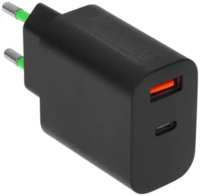 Зарядное устройство сетевое ORIENT PU-C20W (bl) с функцией быстрой зарядки, 20Вт, Quick Charge 3.0+Power Delivery, выходы: USB-A + Type-C, DC 5 / 9 / 12 / 1 (PU-C20W (bl))