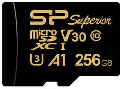Карта памяти MicroSDXC 256GB Silicon Power Superior Golden A1 Class 10 UHS-I U3 A1 100 / 80 Mb / s (SD адаптер) (SP256GBSTXDV3V1GSP)