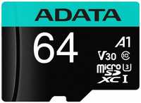 Карта памяти 64GB ADATA AUSDX64GUI3V30SA2-RA1 UHS-I U3 Class 10 / V30S / A2, Adapter, 100 / 80 MB / s, RTL