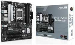 Материнская плата mATX ASUS PRIME B650M-A II (AM5, AMD B650, 4*DDR5 (6400), 4*SATA 6G RAID, 2*M.2, 3*PCIE, 2.5Glan, HDMI, DP, VGA, 4*USB 3.2, 4*USB 2