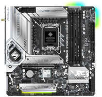 Материнская плата mATX ASRock B760M STEEL LEGEND WIFI (LGA1700, B760, 4*DDR5 (7200), 4*SATA 6G RAID, 3*M.2, 2*PCIE, 2.5Glan, WiFi, BT, HDMI, DP, USB T