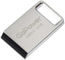 Накопитель USB 2.0 32GB GoPower 00-00027358 MINI, металл, серебристый