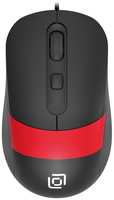 Мышь Oklick 310M черная / красная оптическая (2400dpi) USB для ноутбука (4but) (1869102)