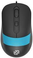 Мышь Oklick 310M черная / синяя оптическая (2400dpi) USB для ноутбука (4but) (1869099)