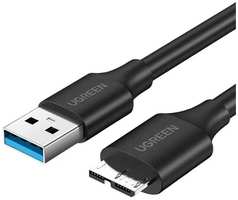 Кабель интерфейсный UGREEN US130 USB 3.0 A Male to Micro USB 3.0 Male, цвет: 2м, цвет: черный