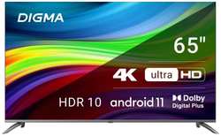 Телевизор Digma DM-LED65UBB41 LED 65″ Android TV Frameless Metal / 4K Ultra HD 60Hz DVB-T DVB-T2 DVB-C DVB-S DVB-S2 USB Wi