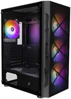 Корпус ATX 1STPLAYER FIREBASE XP Black XP-BK-4F1 черный, без БП, окно из закаленного стекла