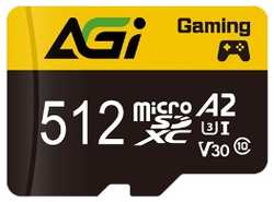 Карта памяти 512GB AGI AGI512GGSTF138 microSDXC C10 UHS-I V30 A2 98 / 70MB / s SD адаптер