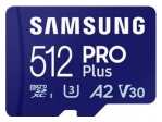 Карта памяти MicroSDXC 512GB Samsung PRO Plus MB-MD512SA/KR Class 10, A2, V30, UHS-I (U3), W 130 МБ/с, R 180 МБ/с, адаптер на SD