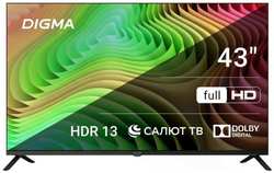 Телевизор LED Digma DM-LED43SBB36 43″ Салют ТВ Frameless Metal / FULL HD 60Hz DVB-T DVB-T2 DVB-C DVB-S DVB-S2 USB WiFi Smart TV