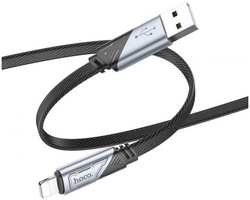 Кабель интерфейсный Hoco U119 MACHINE IP USB (m)-Lightning (m) 1.2м черный коробка плоский (2002424)