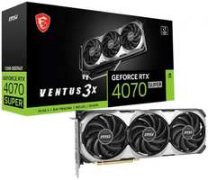 Видеокарта PCI-E MSI GeForce RTX 4070 SUPER VENTUS 3X (RTX 4070 SUPER 12G VENTUS 3X) 12GB GDDR6X 192bit 2505/21000MHz 5nm HDMI/3*DP RTL