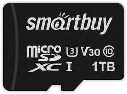 Карта памяти MicroSDXC 1024GB SmartBuy SB1TBSDP01 Class 10 Pro UHS-I U3 V30 70/90 MB/s, SD адаптер