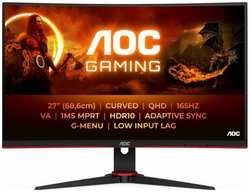 Монитор AOC CQ27G2SE 2560x1440 WLED, 16:9, VA, 250cd, 3000:1, 80M:1, 4ms, 178/178, 2*HDMI, DP, 165Hz, curved 1500R, tilt, swivel, VESA 100x100