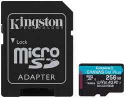 Карта памяти MicroSDXC 256GB Kingston SDCG3/256GB UHS-II Class U3 V30 A2, чтение: 170Мб/с, запись: 90Мб/с, с адаптером