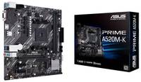 Материнская плата mATX ASUS PRIME A520M-K (AM4, AMD A520, 2*DDR4(4600), 4*SATA 6G RAID, M.2, 3*PCIE, 7.1CH, Glan, 6*USB 3.2, D-Sub / HDMI) (90MB1500-M0EAY0)