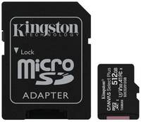 Карта памяти MicroSDXC 512GB Kingston SDCS2 / 512GB Class 10 UHS-I U3 Canvas Select Plus (SD адаптер) 100MB / S (SDCS2/512GB)