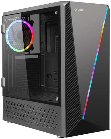 Корпус Ginzzu SL200, ATX, Midi-Tower, USB 3.0, RGB подсветка, черный, без БП (17149) 970030894
